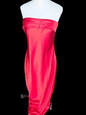 Love & Lemonade Red Satin Strapless Maxi Gown Size XL